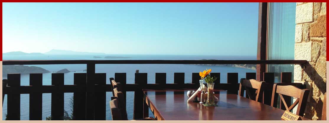 Sea view from restaurant table